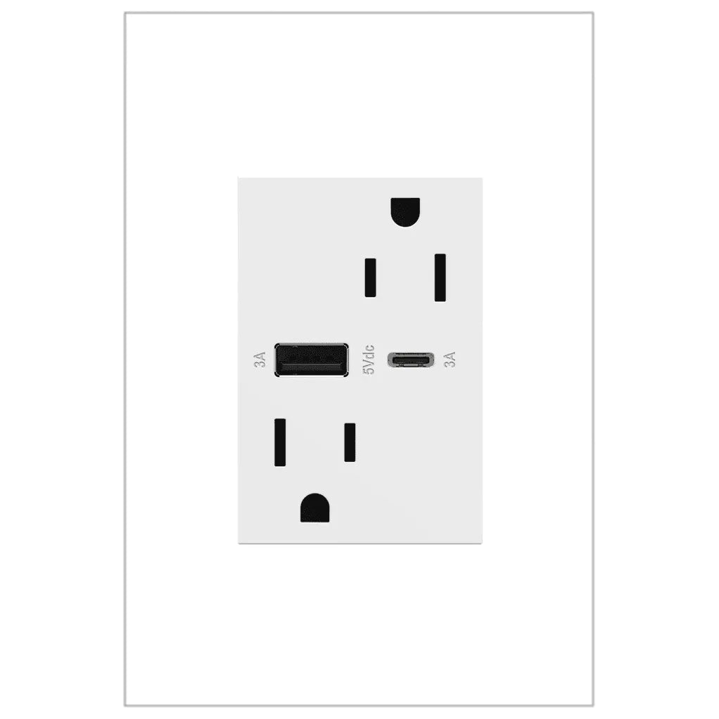 Legrand - adorne® 15A Tamper-Resistant Ultra-Fast USB Type A/C Outlet - ARTRUSB156ACW4 - Canada Light Shop
