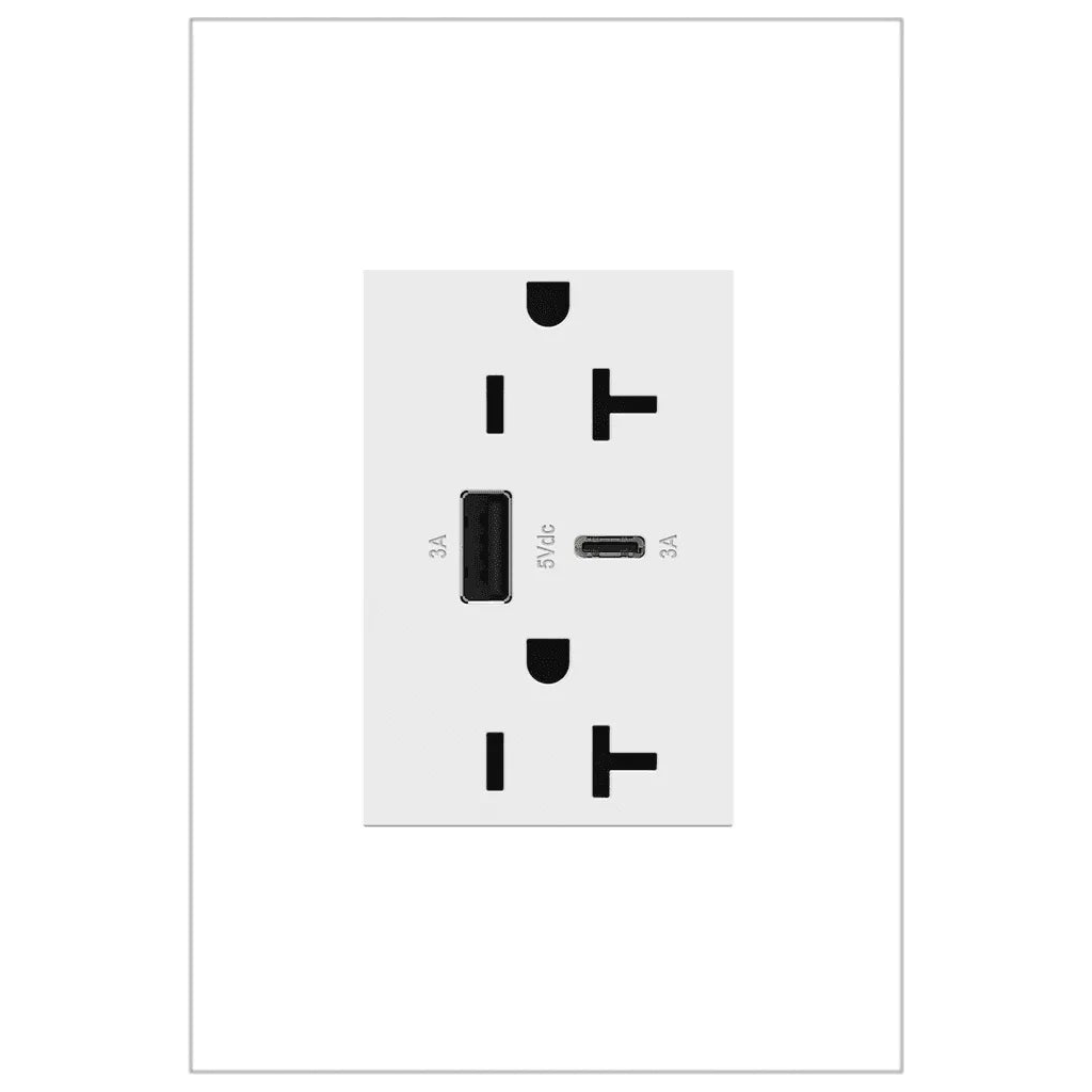 Legrand - adorne® 20A Tamper-Resistant Ultra-Fast USB Type A/C Outlet - ARTRUSB206ACW4 - Canada Light Shop