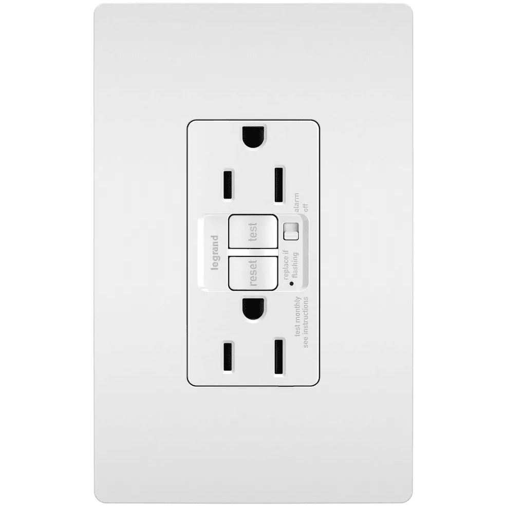 Legrand Radiant - radiant® 15A Tamper Resistant Self Test GFCI Outlet with Audible Alarm - 1597TRAW - Canada Light Shop