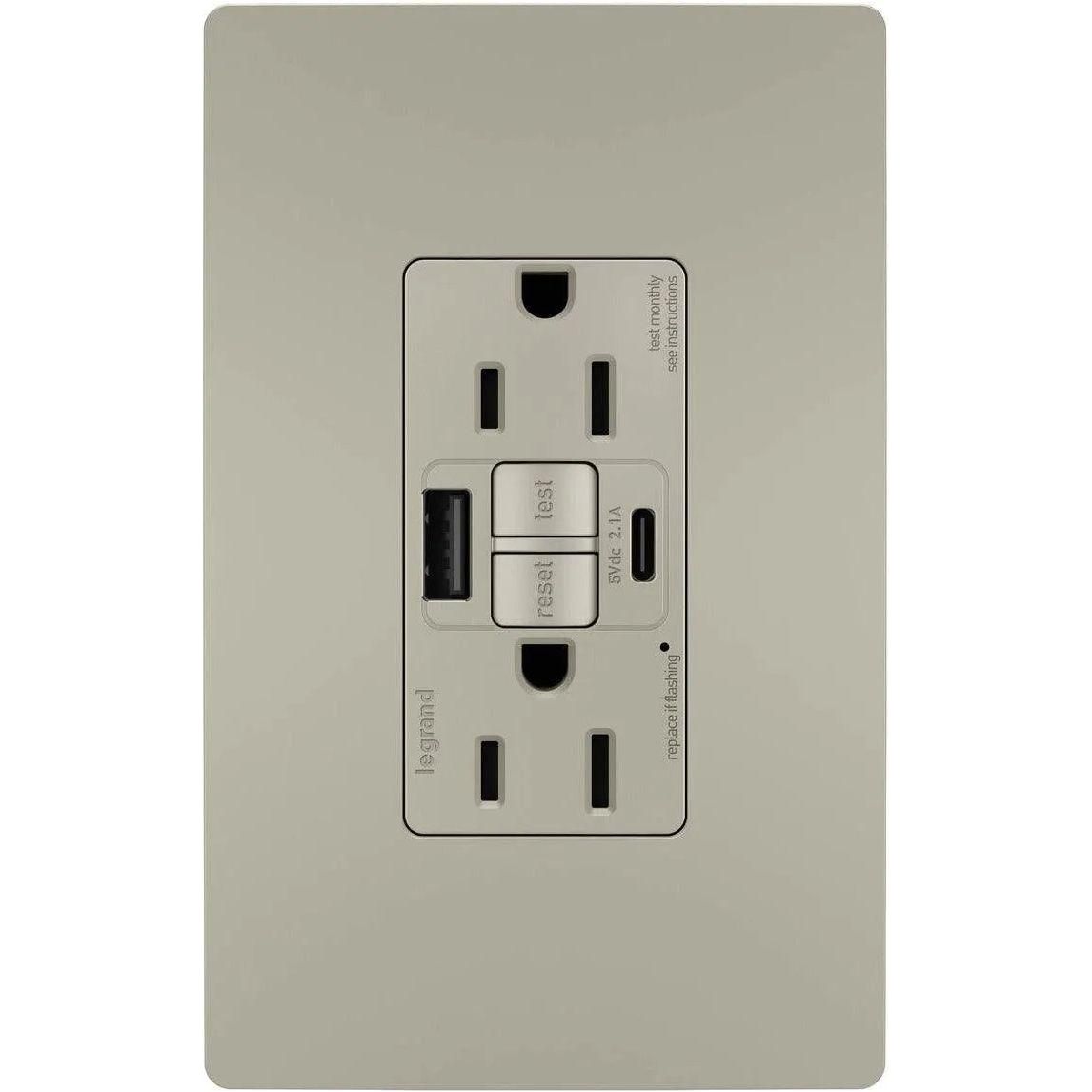 Legrand Radiant - radiant® 15A Tamper Resistant Self Test GFCI USB Type AC Outlet - 1597TRUSBACNIC4 - Canada Light Shop