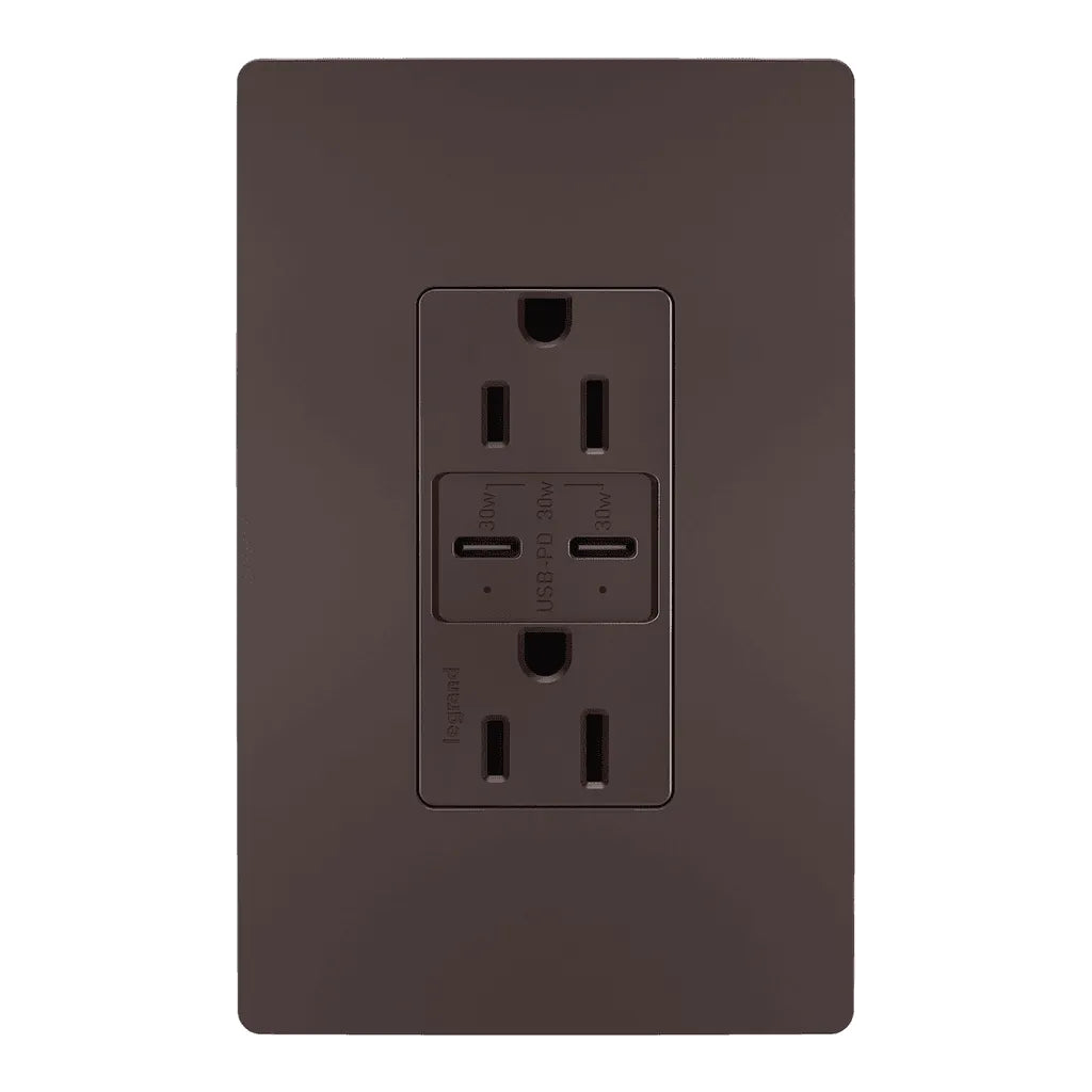 Legrand Radiant - radiant® 15A Tamper Resistant Ultra Fast PLUS Power Delivery USB Type C/C Outlet - R26USBPDDBCC6 - Canada Light Shop