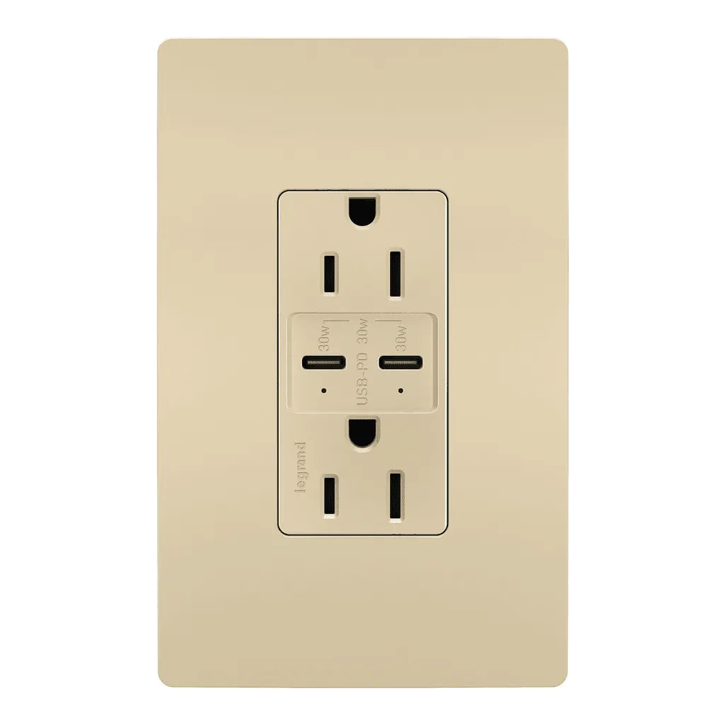 Legrand Radiant - radiant® 15A Tamper Resistant Ultra Fast PLUS Power Delivery USB Type C/C Outlet - R26USBPDI - Canada Light Shop