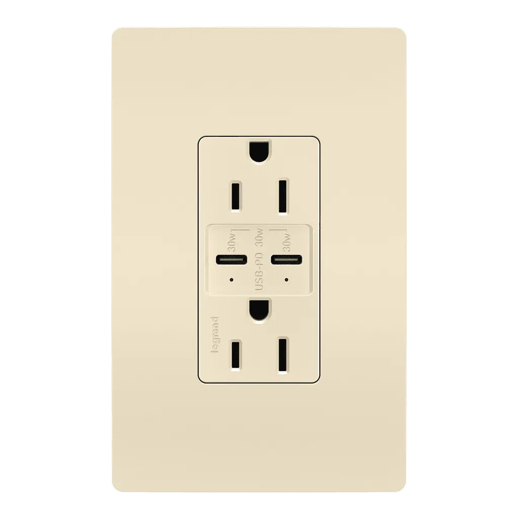Legrand Radiant - radiant® 15A Tamper Resistant Ultra Fast PLUS Power Delivery USB Type C/C Outlet - R26USBPDLA - Canada Light Shop