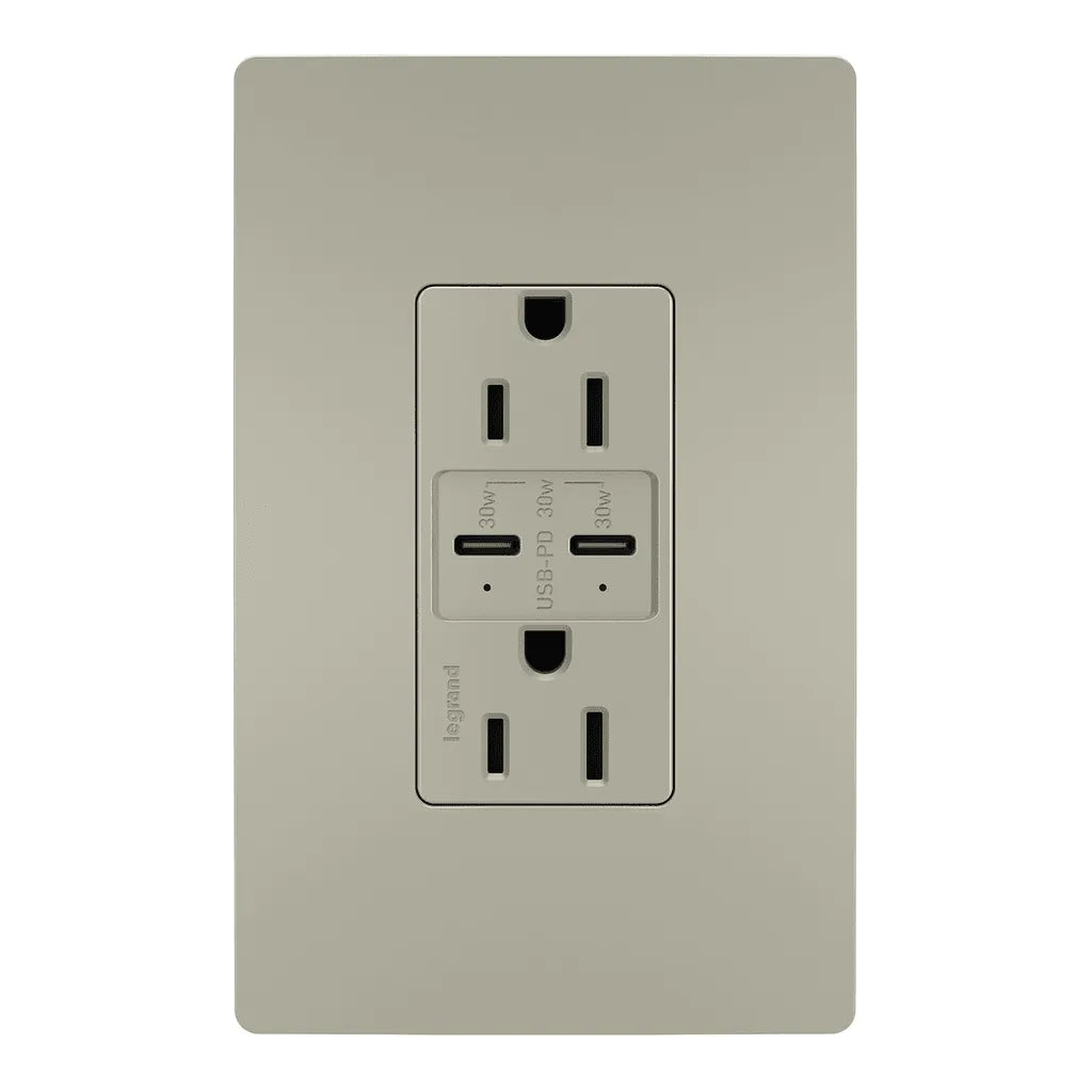 Legrand Radiant - radiant® 15A Tamper Resistant Ultra Fast PLUS Power Delivery USB Type C/C Outlet - R26USBPDNICC6 - Canada Light Shop
