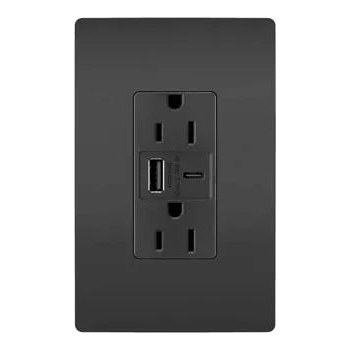 Legrand Radiant - radiant® 15A Tamper Resistant Ultra Fast USB Type A/C Outlet - R26USBAC6BK - Canada Light Shop