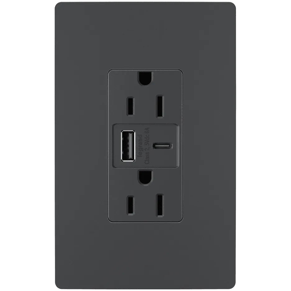 Legrand Radiant - radiant® 15A Tamper Resistant Ultra Fast USB Type A/C Outlet - R26USBAC6G - Canada Light Shop
