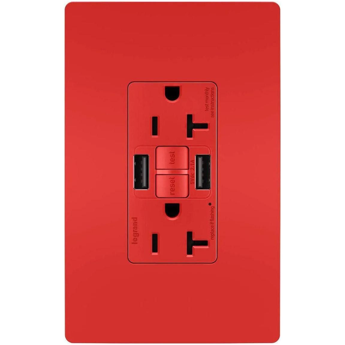 Legrand Radiant - radiant® 20A Tamper Resistant Self Test GFCI USB Type A/A Outlet - 2097TRUSBAARED - Canada Light Shop