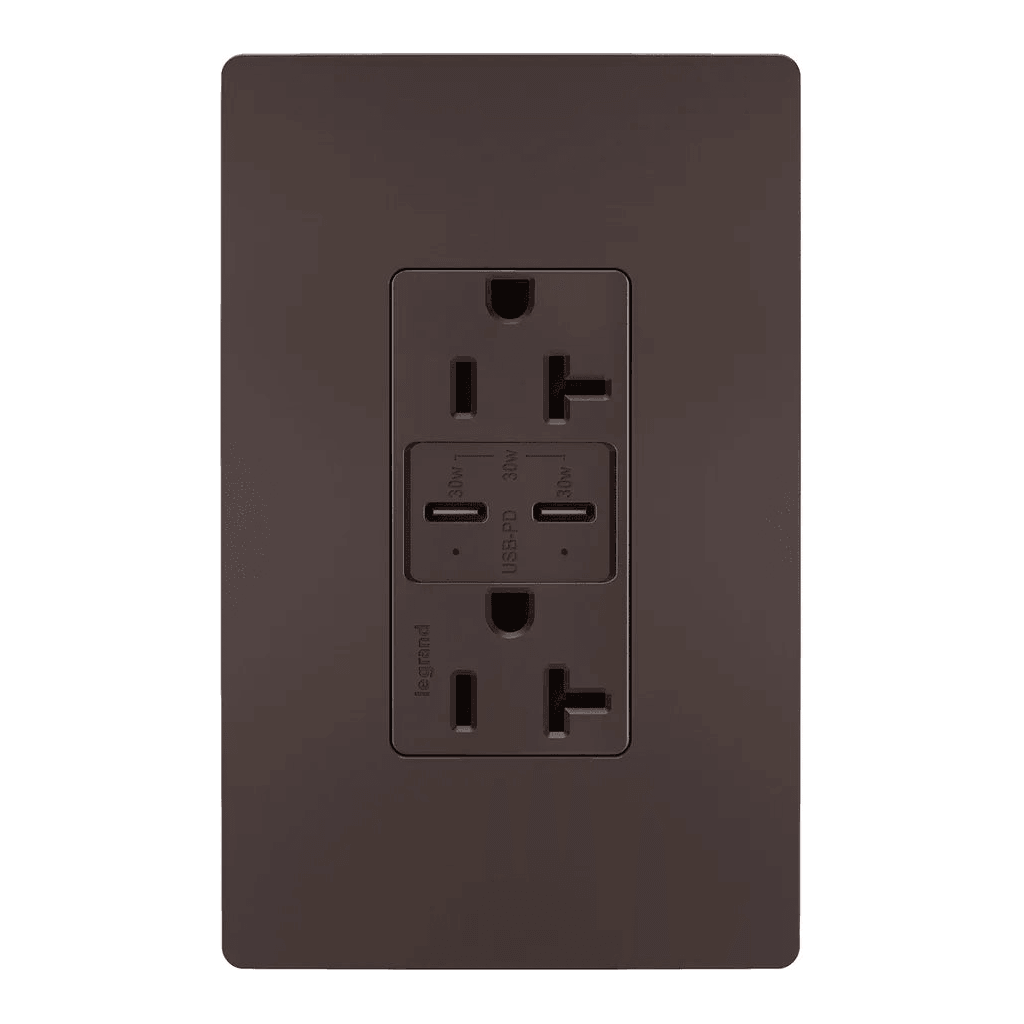 Legrand Radiant - radiant® 20A Tamper Resistant Ultra Fast PLUS Power Delivery USB Type C/C Outlet - TR20USBPDDB - Canada Light Shop