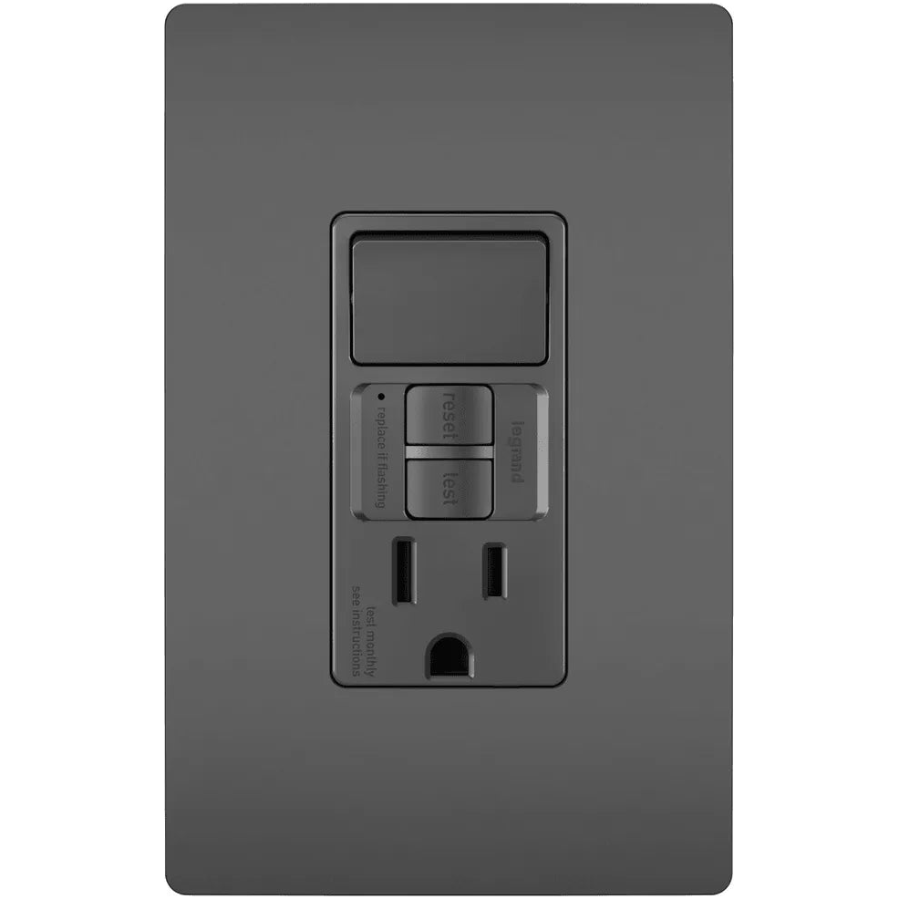 Legrand Radiant - radiant® Single Pole Switch with Tamper Resistant Self Test GFCI Outlet - 1597SWTTRBKCCD4 - Canada Light Shop