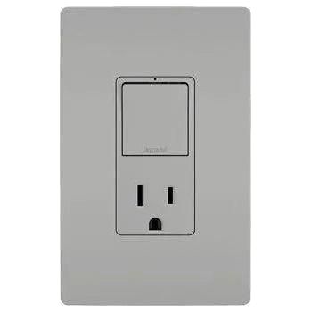 Legrand Radiant - radiant® Single Pole/3-Way Switch with 15A Tamper-Resistant Outlet - RCD38TRGRY - Canada Light Shop