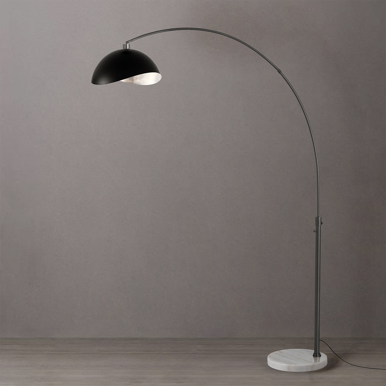 Nova of California 2114823MS Luna Bella 1-Light Arc Lamp in Black Nickel / White