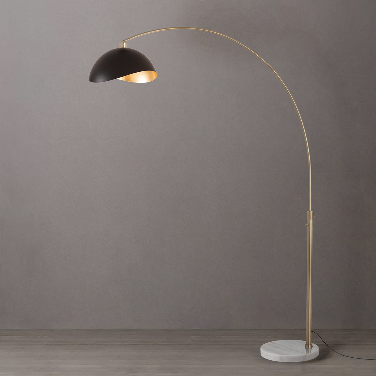 Nova of California 2114821MG Luna Bella 1-Light Arc Lamp in Weathered Brass / White
