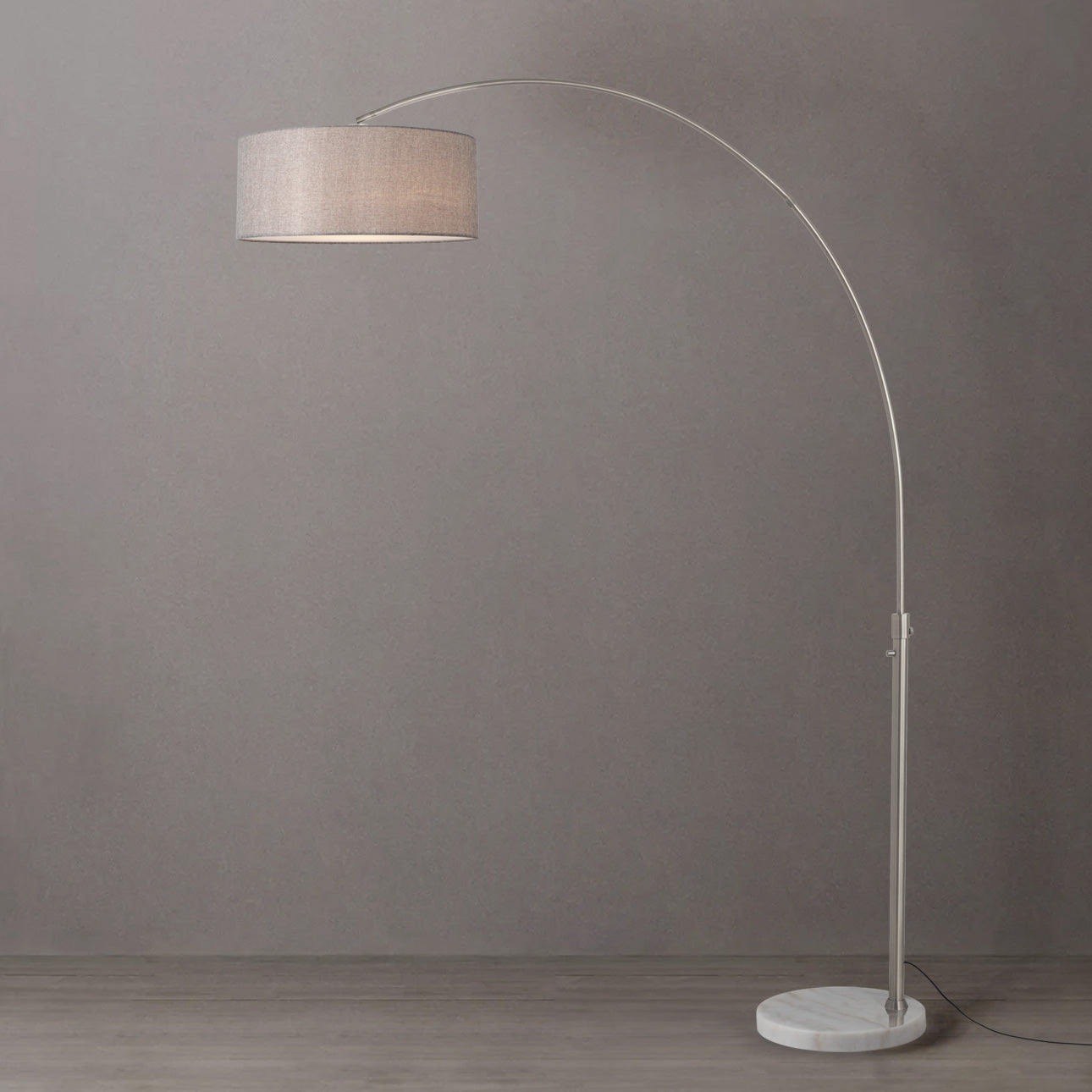 Nova of California 2110822CG Float 1-Light Arc Lamp in Satin Nickel / White