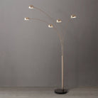 Nova of California 4035SN Original 1961 Mushroom 5-Light Arc Floor Lamp in Satin Nickel / Black