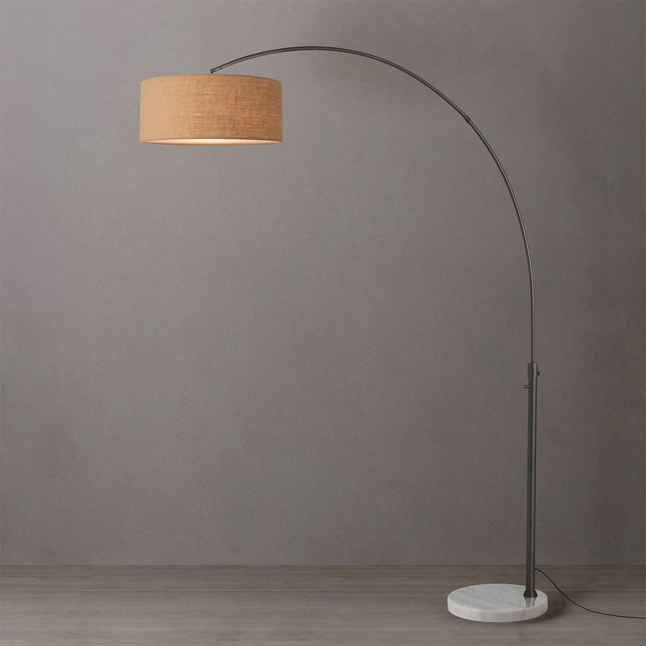 Nova of California 2110823BU Float 1-Light Arc Lamp in Black Nickel / White