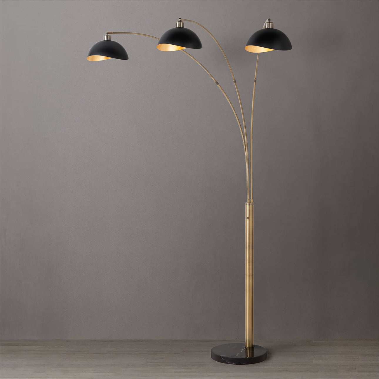 Nova of California 2311017 Luna Bella 3-Light Arc Floor Lamp in Weathered Brass