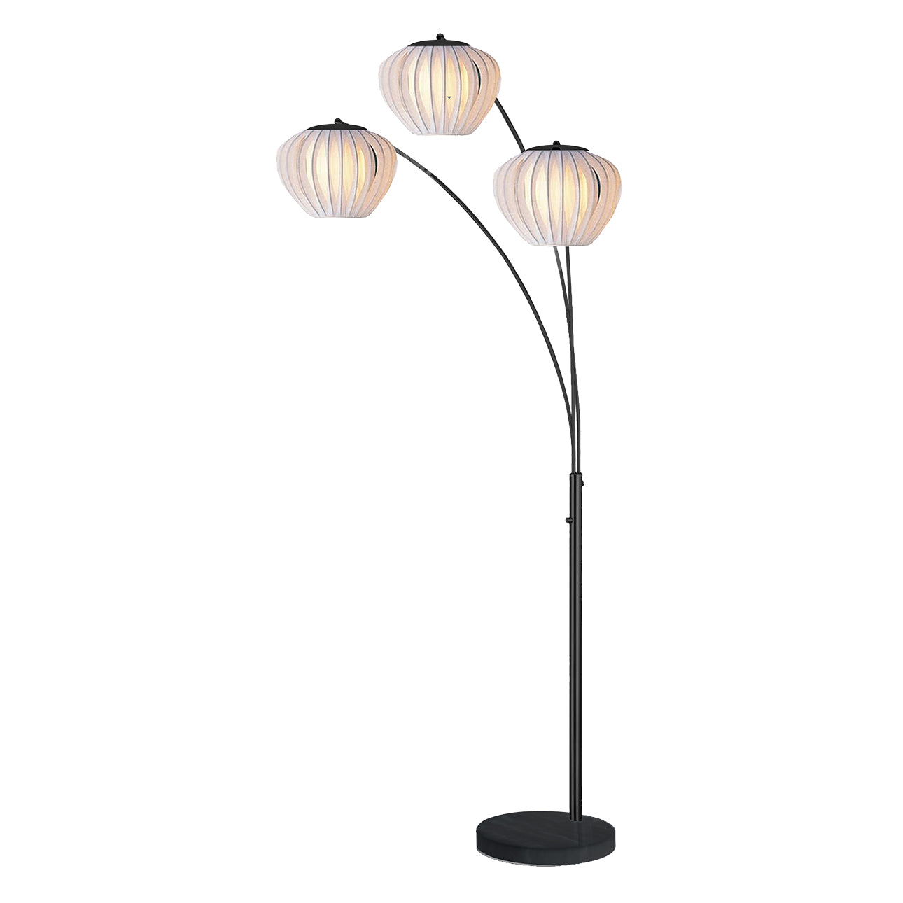 Nova of California 2310799BN Bloom 3-Light Arc Floor Lamp in Black Nickel / Black