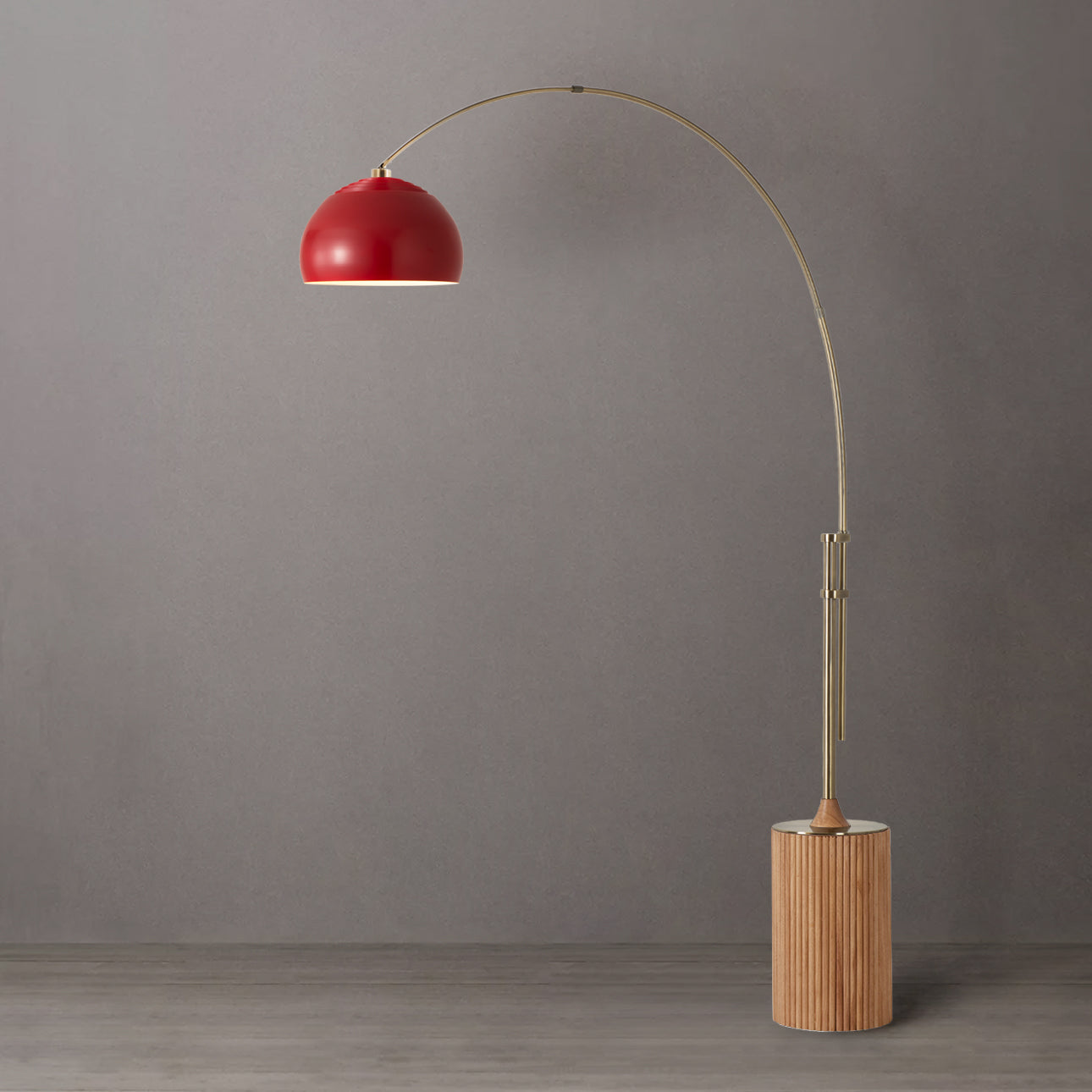 Nova of California 2113839CR Tambo Half Dome Arc Lamp in Weathered Brass / Light Wood