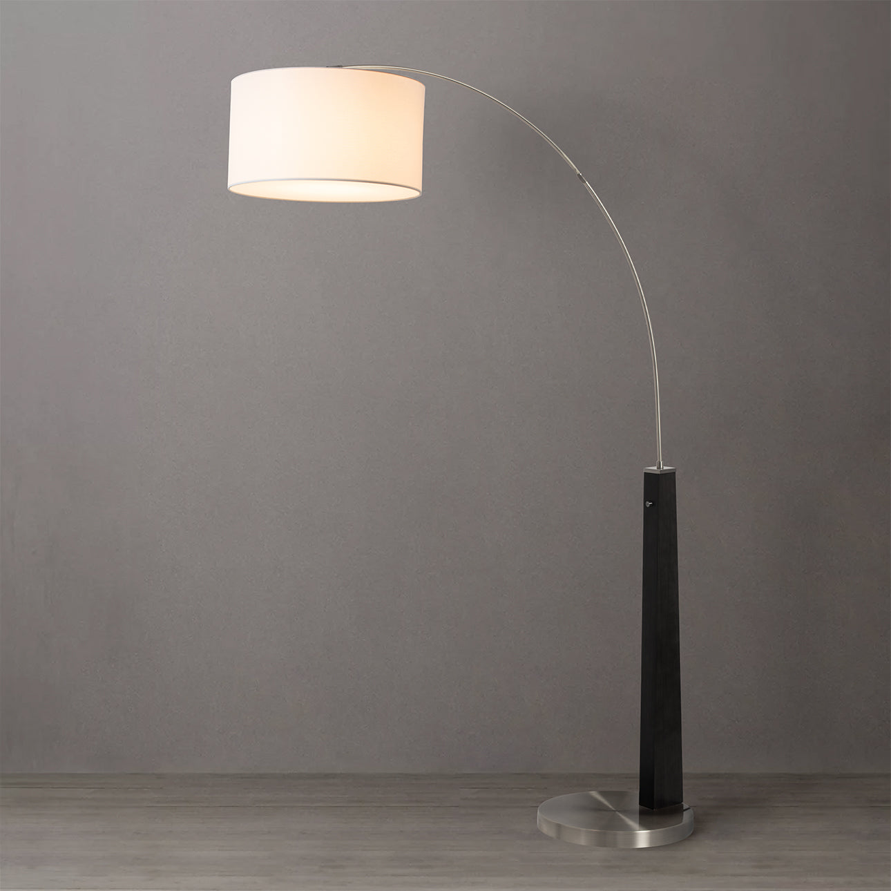 Nova of California 2110251MB Taper 1-Light Arc Floor Lamp in Walnut Wood & Weathered Brass
