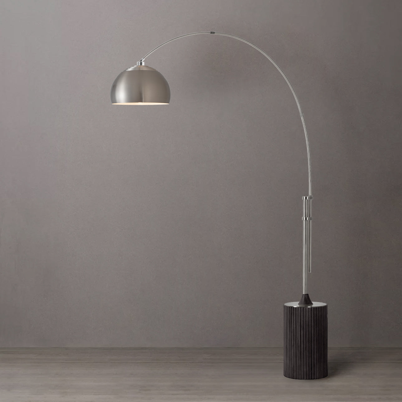 Nova of California 2113834SN Tambo Half Dome Arc Lamp in Satin Nickel / Black Oak