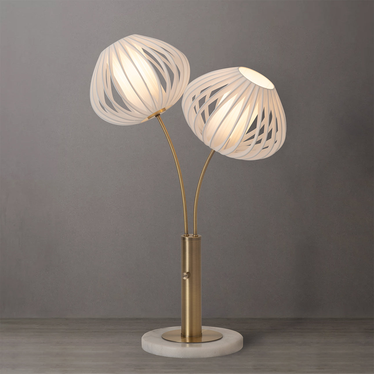 Nova of California 1210799WB Bloom 2-Light Table Lamp in Weathered Brass