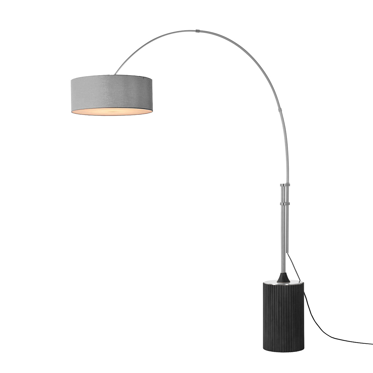 Nova of California 2110834CG Tambo Stretch 1-Light Arc Lamp in Satin Nickel / Black Oak