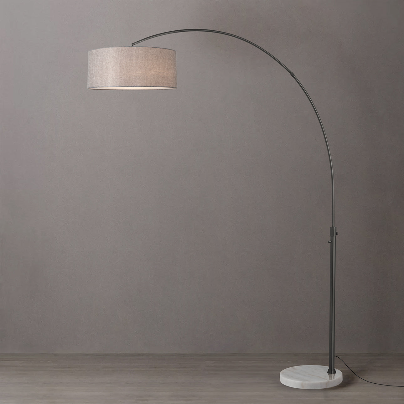 Nova of California 2110823CG Float 1-Light Arc Lamp in Black Nickel / White