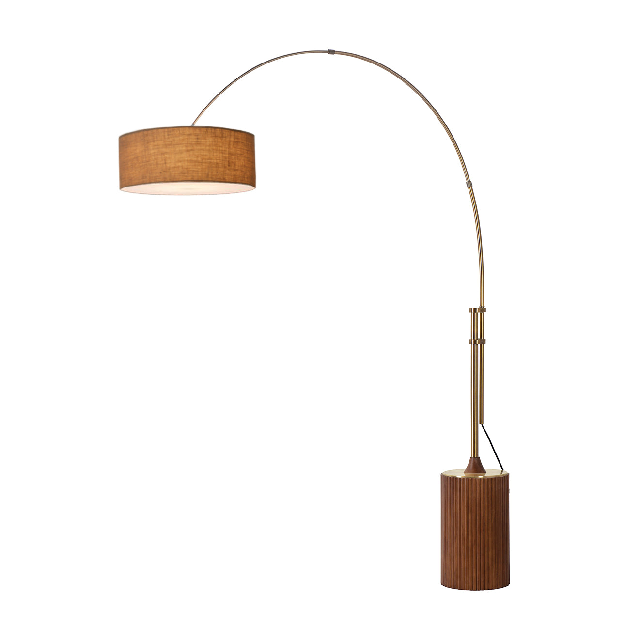 Nova of California 2110832BU Tambo Stretch 1-Light Arc Lamp in Weathered Brass / Dark Walnut