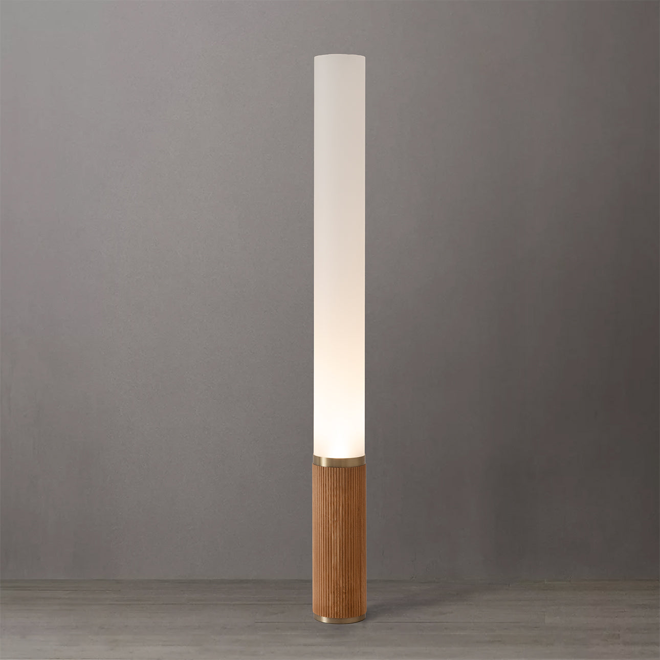 Nova of California 2710799ASH Tambo Cylindro Accent Floor Lamp in Weathered Brass & Walnut / Weathered Brass