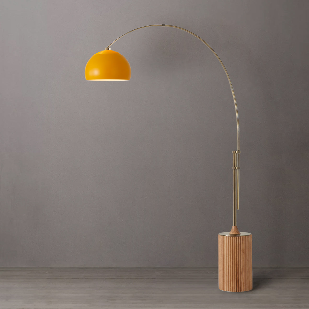 Nova of California 2113839MU Tambo Half Dome Arc Lamp in Weathered Brass / Light Wood