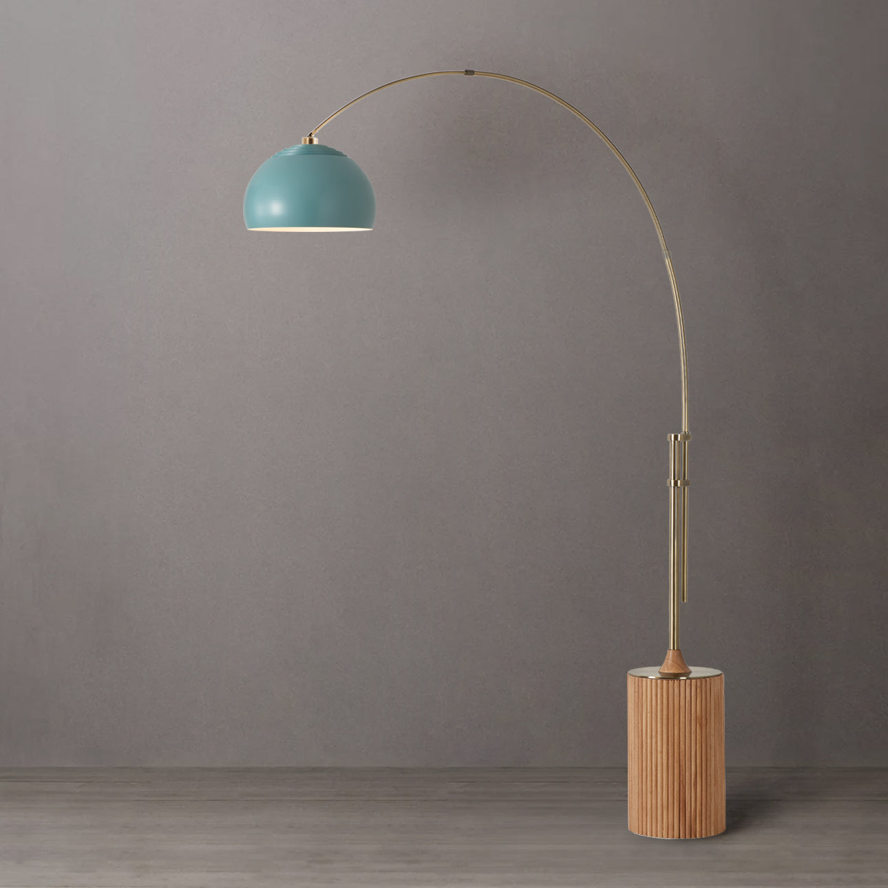 Nova of California 2113839BL Tambo Half Dome Arc Lamp in Weathered Brass / Light Wood