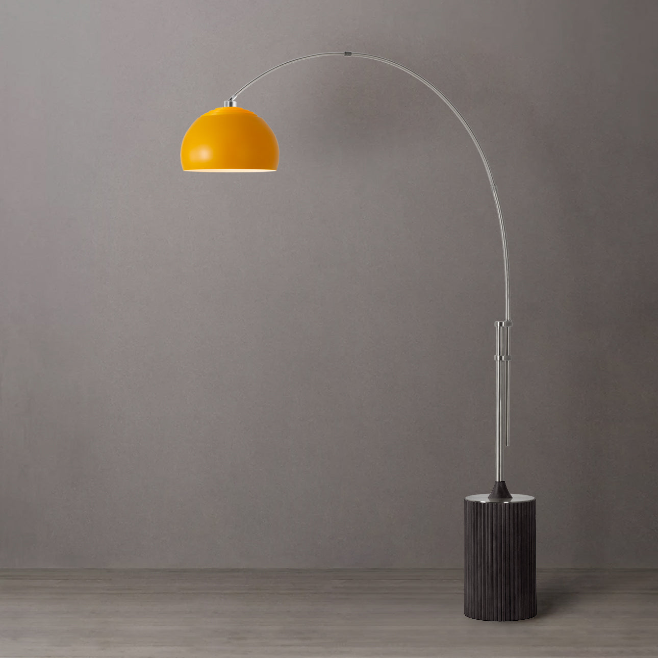 Nova of California 2113834MU Tambo Half Dome Arc Lamp in Satin Nickel / Black Oak