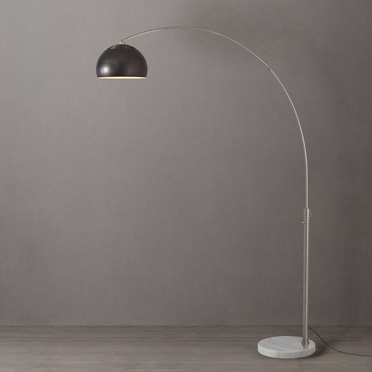Nova of California 2113822BN Float 1-Light Arc Lamp in Satin Nickel / White