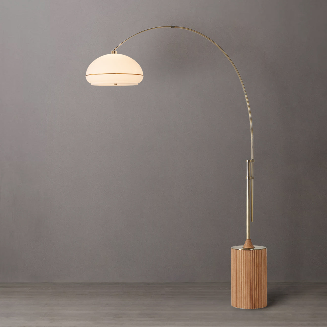 Nova of California 2115839WB Tambo Morelli Arc Lamp in Weathered Brass / Natural Ash