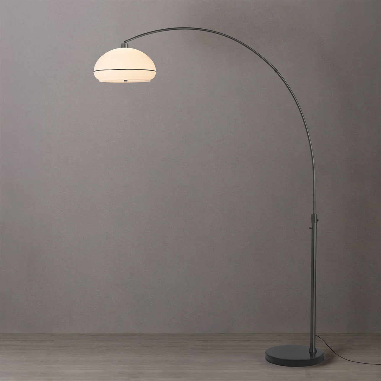 Nova of California 2115820BKN Simple Morelli Arc Lamp in Black Nickel / Black