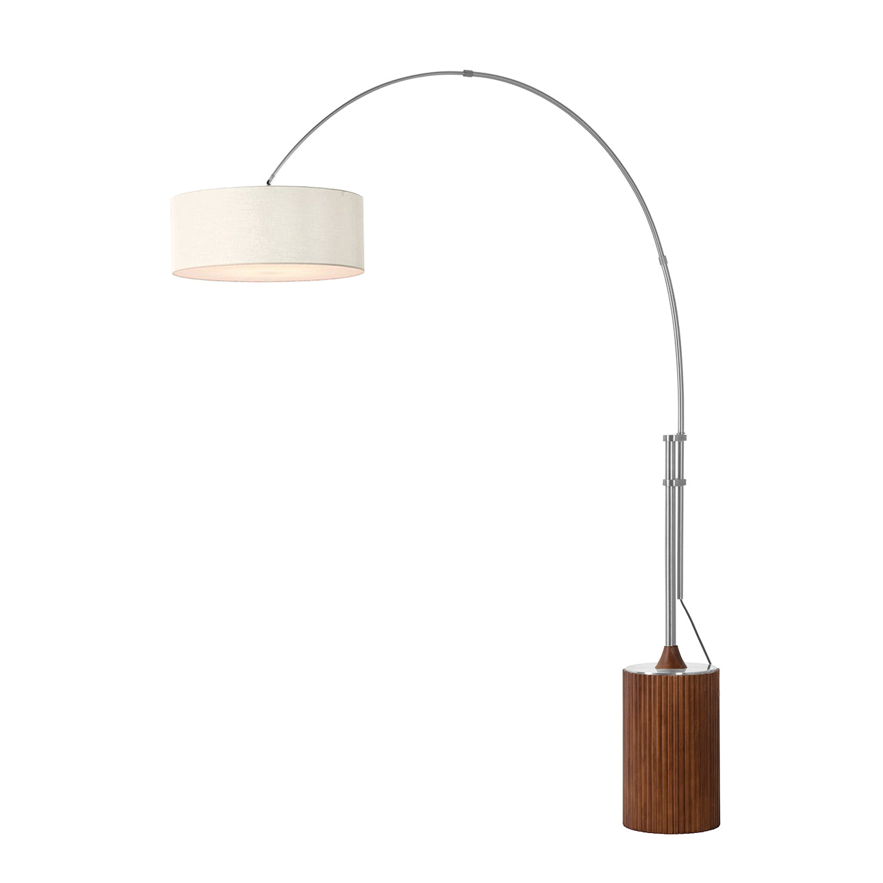 Nova of California 2110833WH Tambo Stretch 1-Light Arc Lamp in Satin Nickel / Dark Walnut