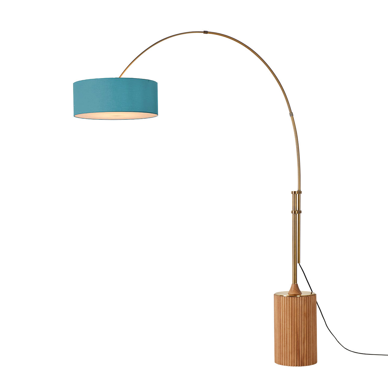 Nova of California 2110839BL Tambo Stretch 1-Light Arc Lamp in Weathered Brass / Natural Ash