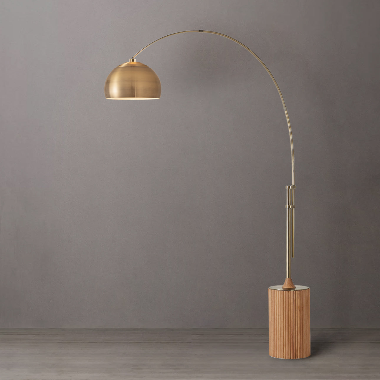 Nova of California 2113839WB Tambo Half Dome Arc Lamp in Weathered Brass / Natural Ash