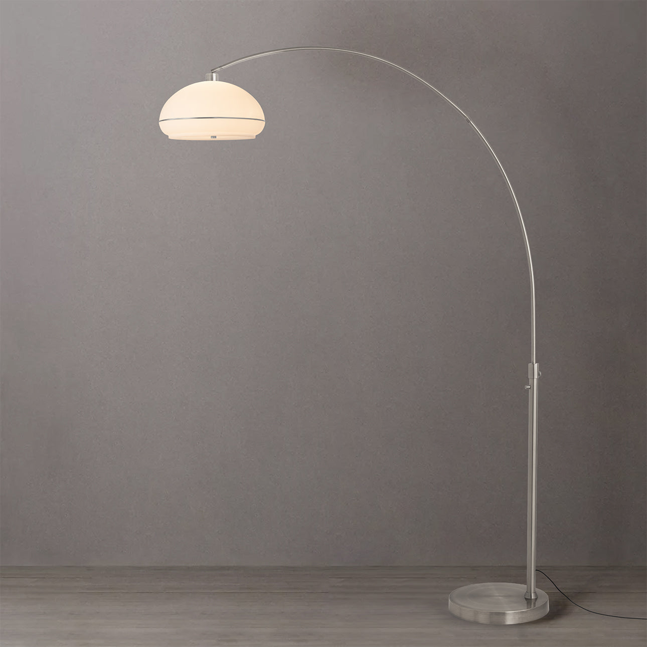 Nova of California 2115825SN Simple Morelli Arc Lamp in Satin Nickel