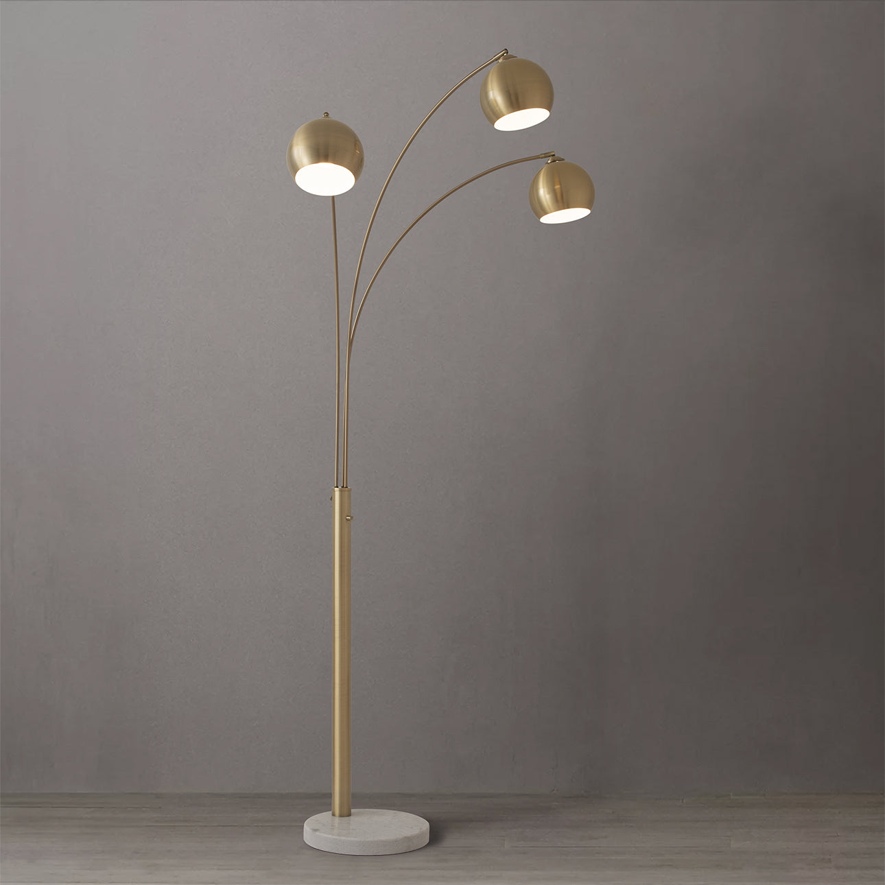 Nova of California 2310800WB Original 1962 Triplet 3-Light Arc Floor Lamp in Weathered Brass / black