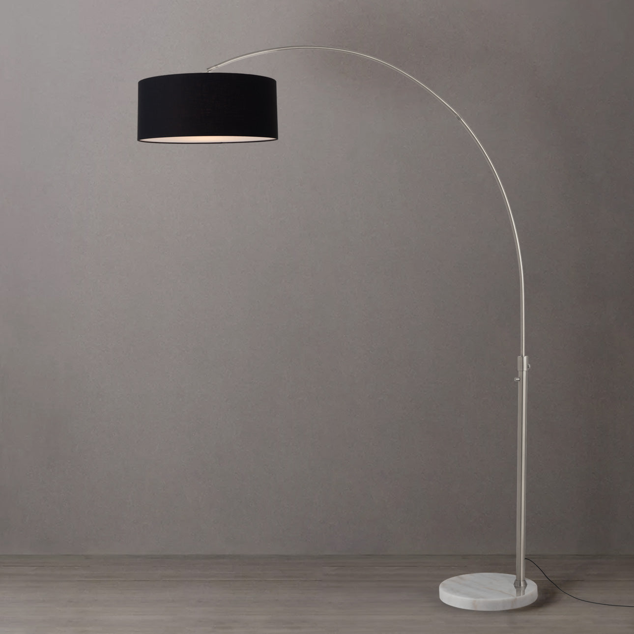 Nova of California 2110822BK Float 1-Light Arc Lamp in Satin Nickel / White
