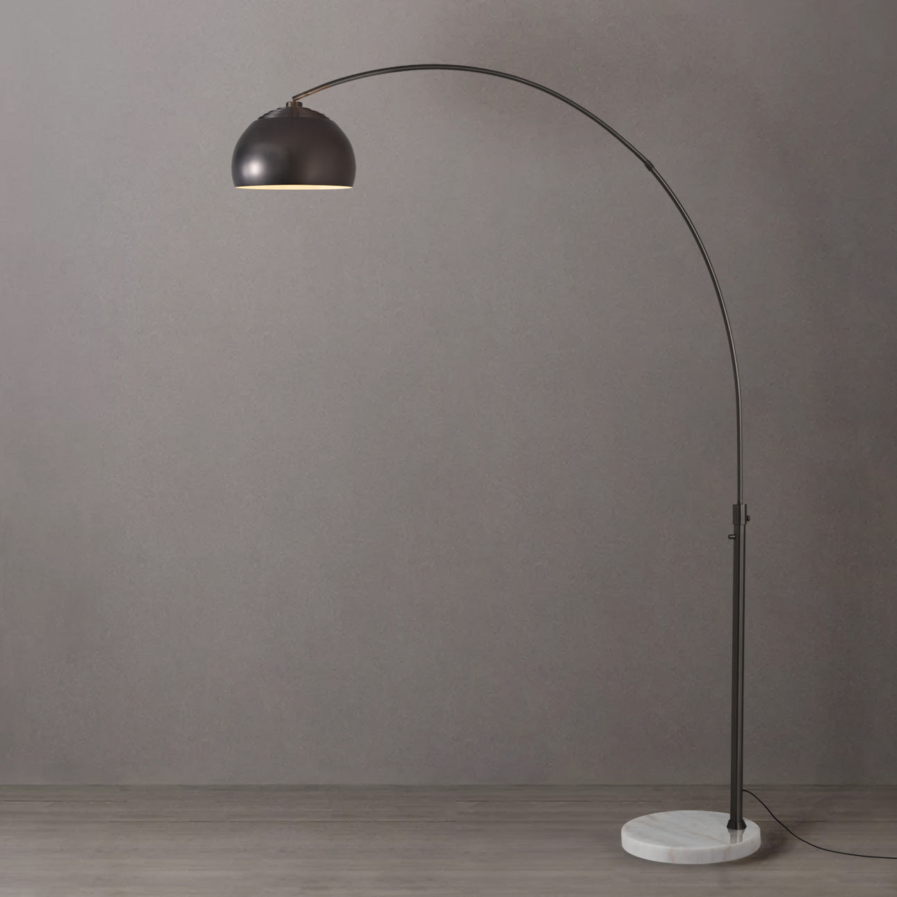 Nova of California 2113823BN Float 1-Light Arc Lamp in Black Nickel / White