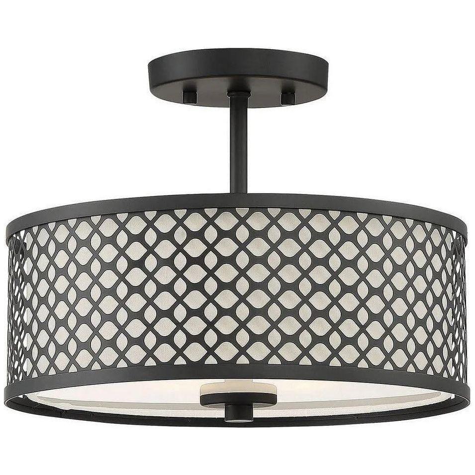 Meridian Lite Trends - Meridian Two Light Semi Flush Mount - M60016MBK - Canada Light Shop